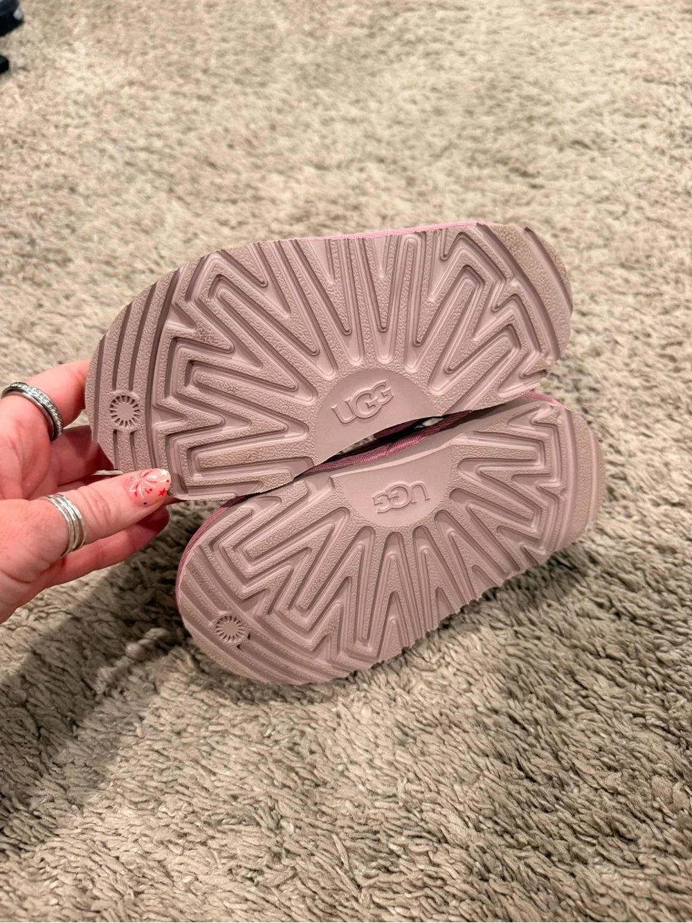 UGG Kids Pink Suede Clog Sandals